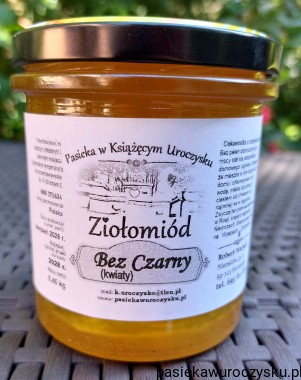 2026! Ziołomiód Pszczeli Bez Czarny (kwiaty) 0,45 kg. Prosto Z Ula Do Słoika!