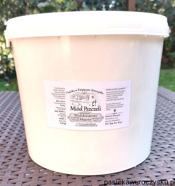 Super Promocja! Miód Pszczeli Wielokwiatowy Majowy 7,3 kg (30 zł za kilogram). Wiaderko!   